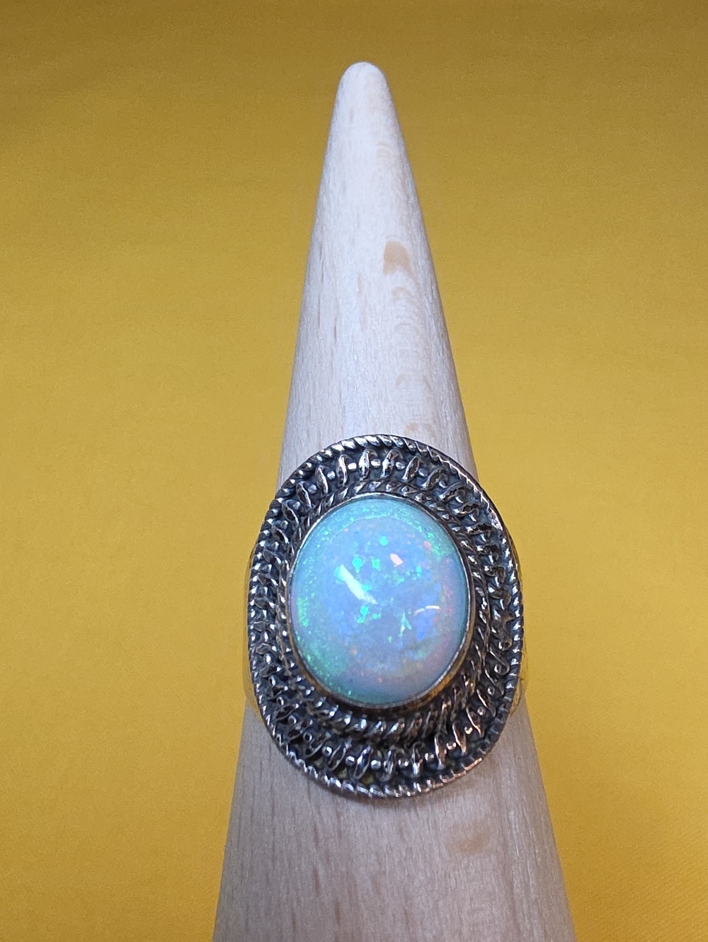 925 White Fire Opal ▪︎ Ottoman Style Ring ▪︎ Unique Piece!